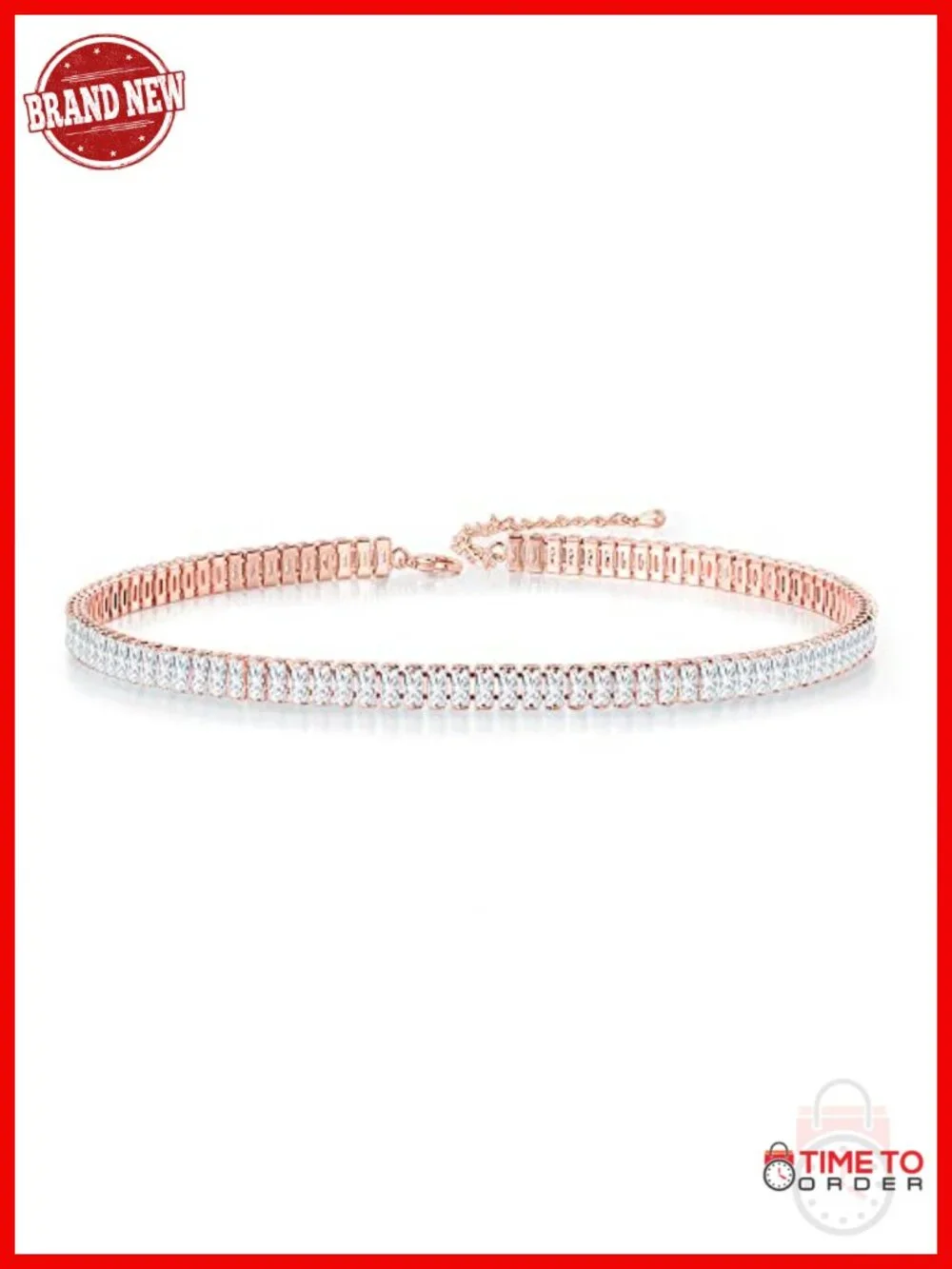 Cubic Zirconia 14K Gold Plated Dainty Tennis Choker Necklace